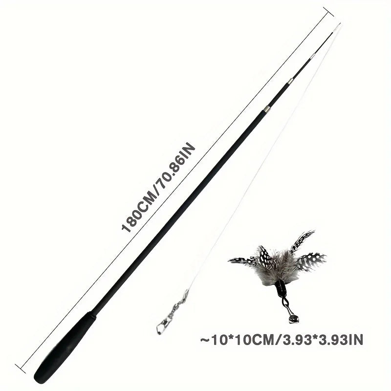 Four-Section Telescopic Cat Rod - Extendable, Metal Material