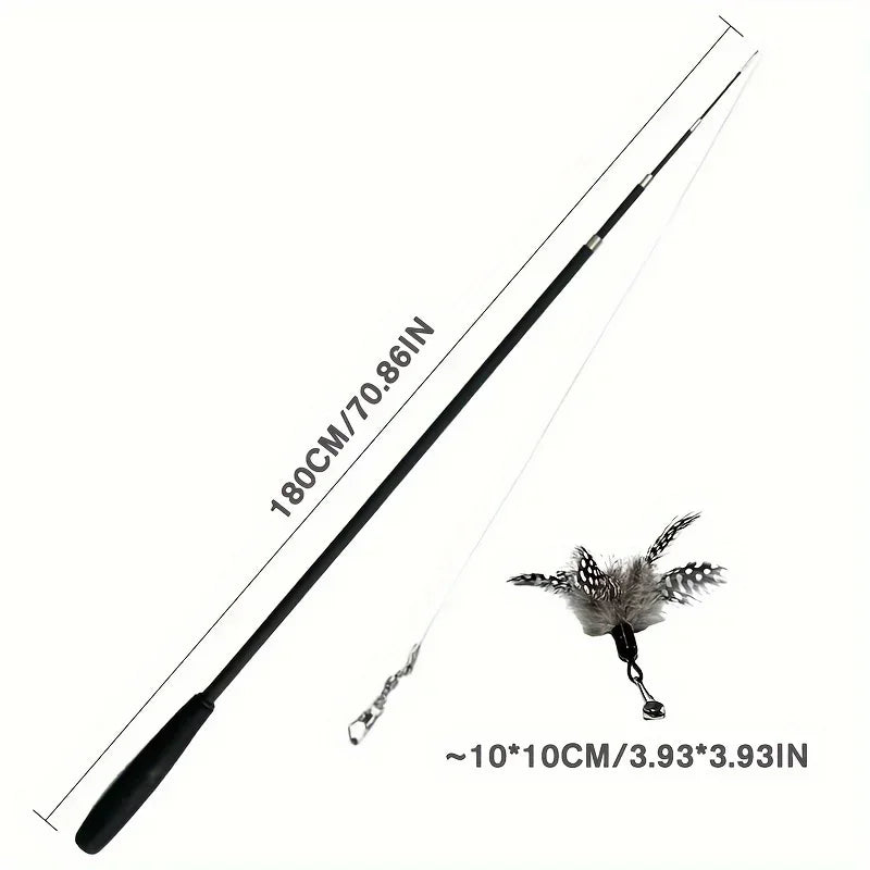 Four-Section Telescopic Cat Rod - Extendable, Metal Material